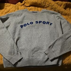 Polo by Ralph Lauren Gray Crewneck Sweater with Blue Logo